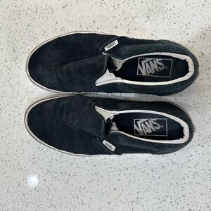 Vans Men's Black and White Slip-On Sneakers